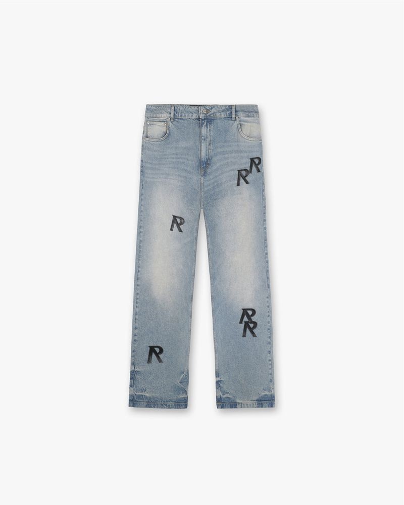 Men\'s Represent R3 Initial Baggy Jeans Blue | UK-LVKAP6708