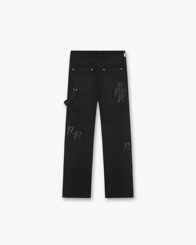 Men's Represent R3 Initial Carpenter Jeans Black | UK-EMIHX4765