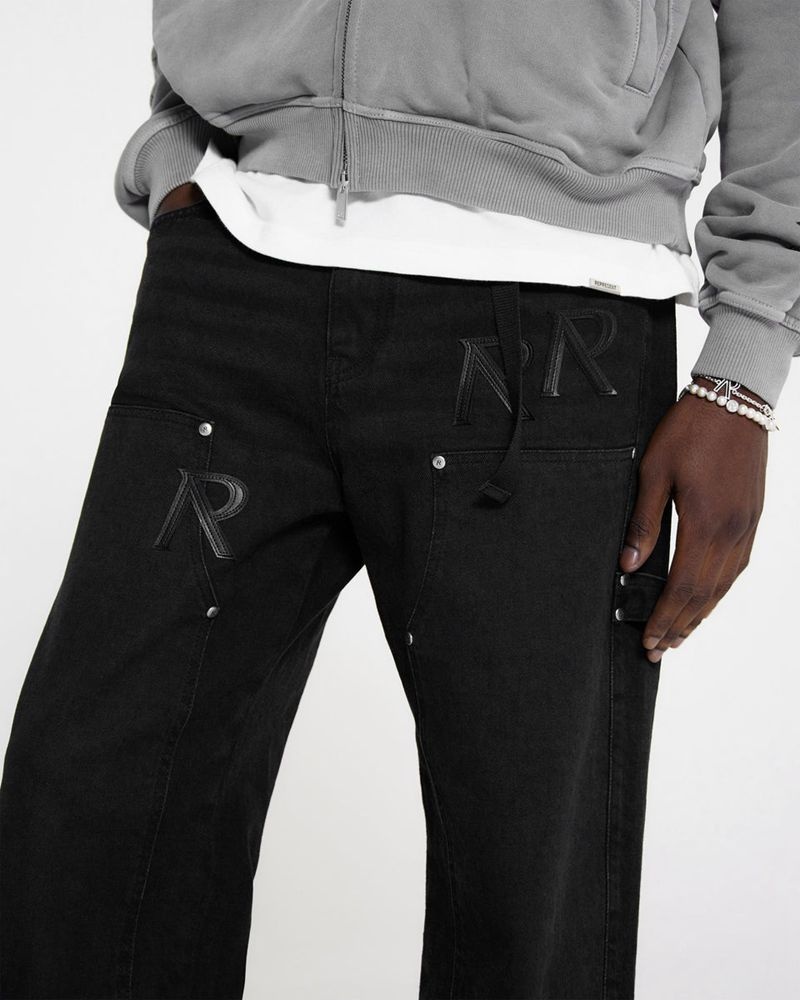 Men's Represent R3 Initial Carpenter Jeans Black | UK-EMIHX4765