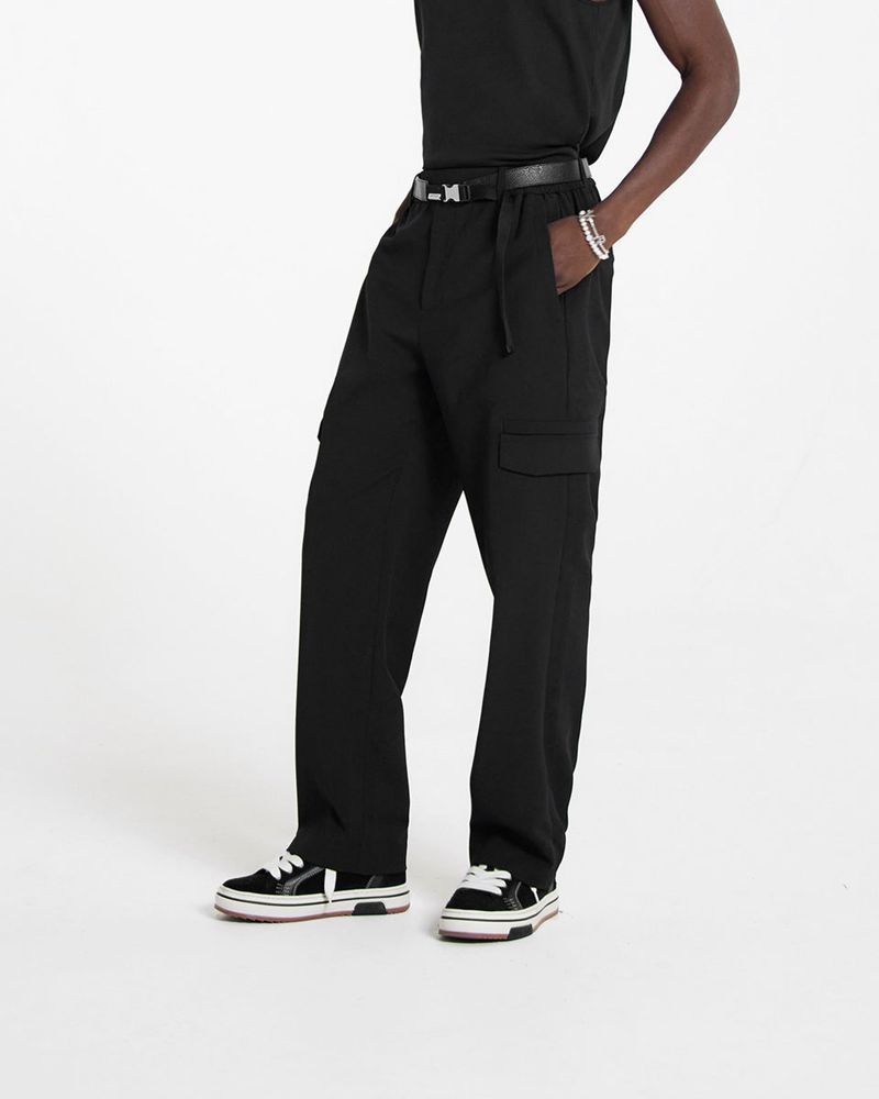 Men's Represent Relaxed Cargo Trousers Black | UK-NSIKW8174