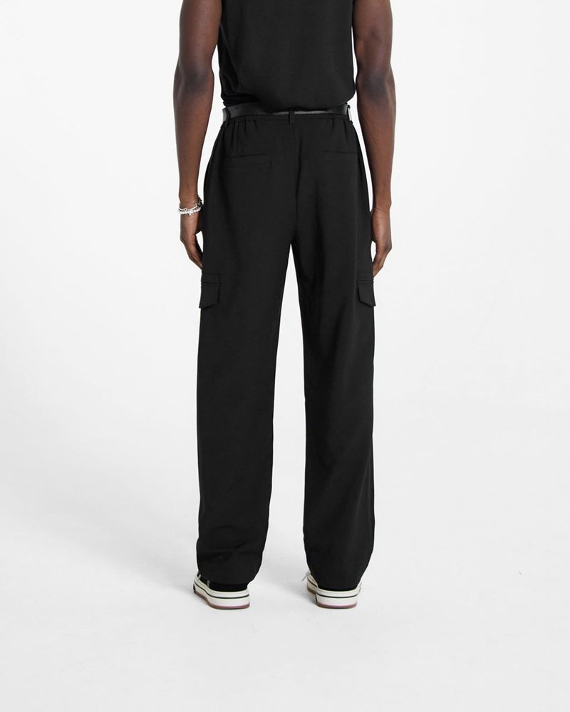 Men's Represent Relaxed Cargo Trousers Black | UK-NSIKW8174