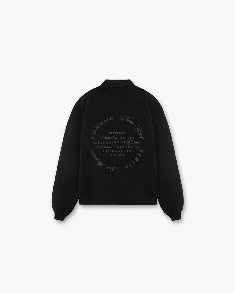 Men's Represent Season Tour Quarter Zip Sweater Black | UK-HXYTB1642