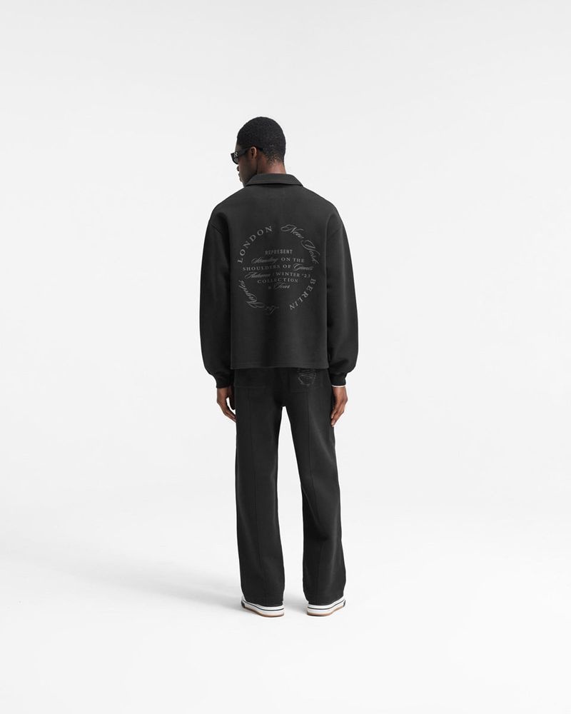 Men's Represent Season Tour Quarter Zip Sweater Black | UK-HXYTB1642