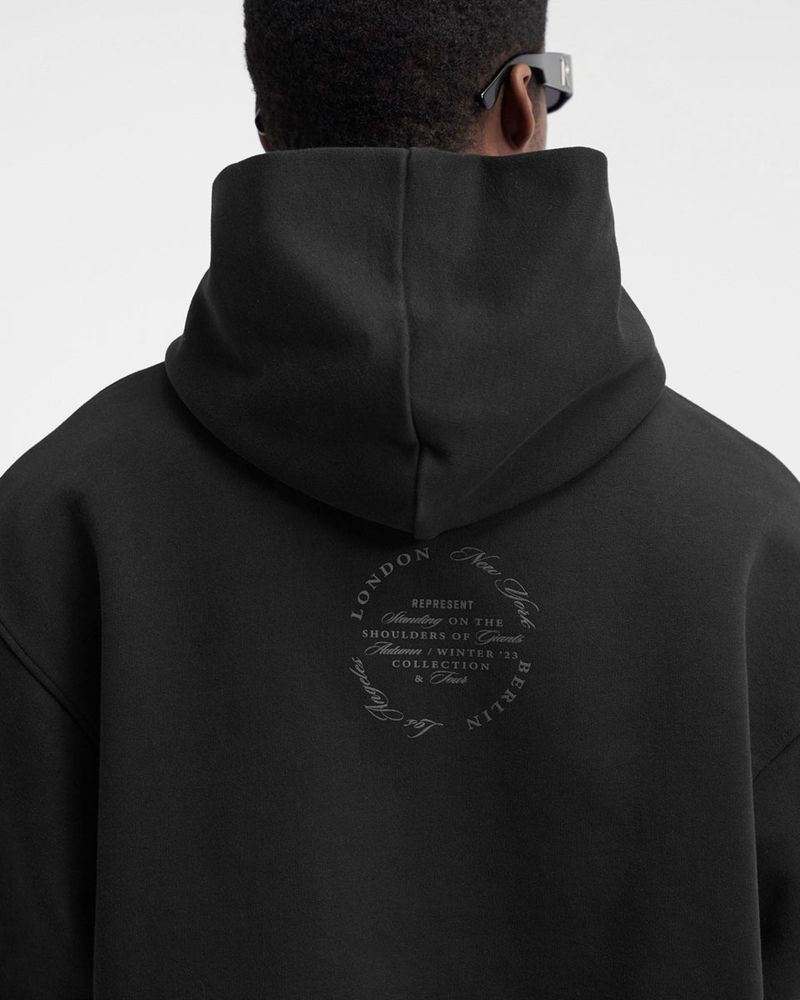 Men's Represent Season Tour Relaxed Hoodie Black | UK-PFEAC0457