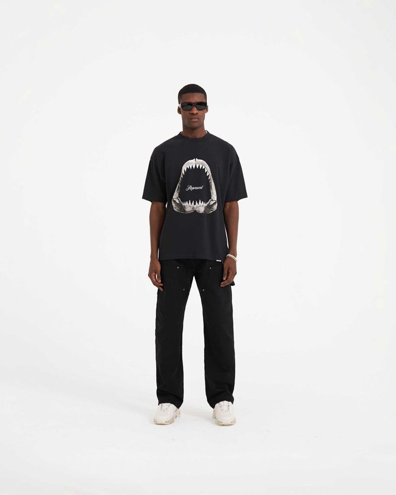 Men's Represent Shark Jaws T-Shirt Black | UK-RWKLU2583