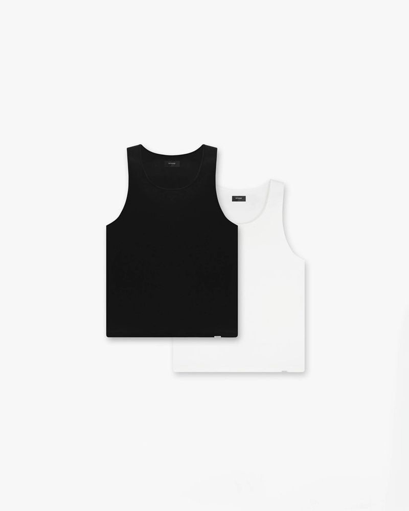 Men\'s Represent Slim Fit 2 Pack Tank Top Black / White | UK-BVGKH6105