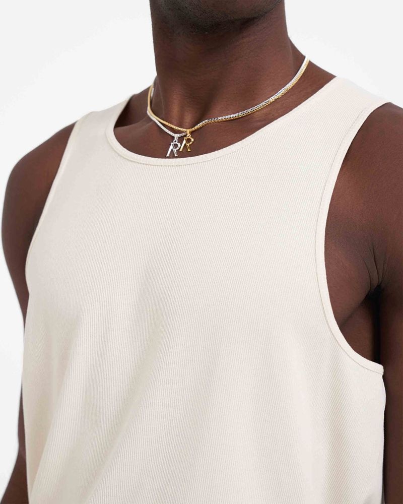 Men's Represent Slim Fit Tank Top Cream | UK-LBTOG4257