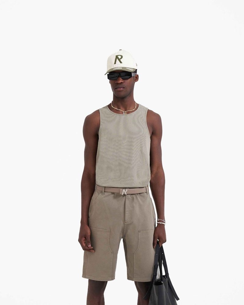 Men's Represent Slim Fit Tank Top Khaki | UK-WPZUK0864