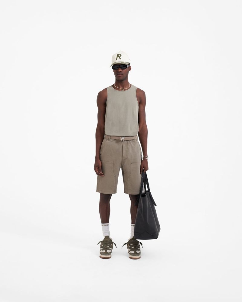 Men's Represent Slim Fit Tank Top Khaki | UK-WPZUK0864