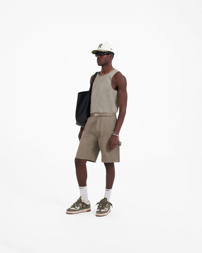 Men's Represent Slim Fit Tank Top Khaki | UK-WPZUK0864