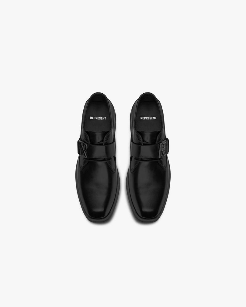 Men's Represent Square Toe Derby Shoes Black | UK-GRUMD9473