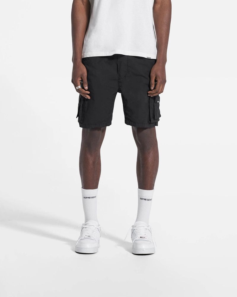 Men's Represent Ss22 Cargo Shorts Black | UK-TVJPO7240