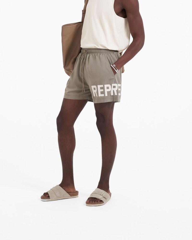 Men's Represent Ss23 Swim Shorts Khaki | UK-FJNSZ4213