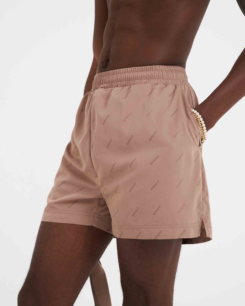 Men's Represent Ss23 Swim Shorts Taupe | UK-SYFIO5639