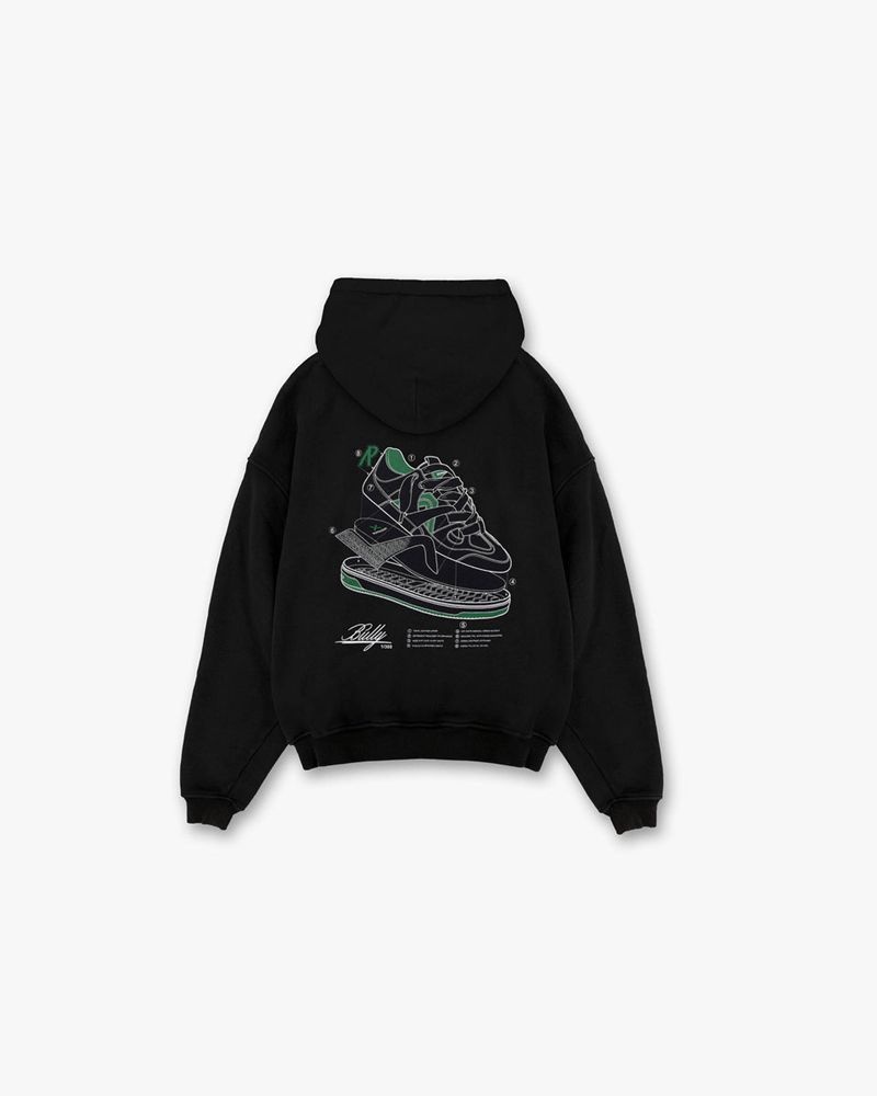 Men's Represent Stockx Deconstructed Hoodie Black | UK-DHYXI3875