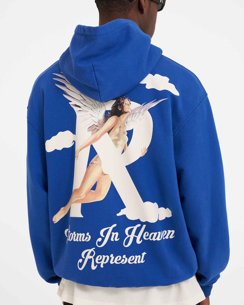 Men's Represent Storms In Heaven Hoodie Blue | UK-OGQTM5320