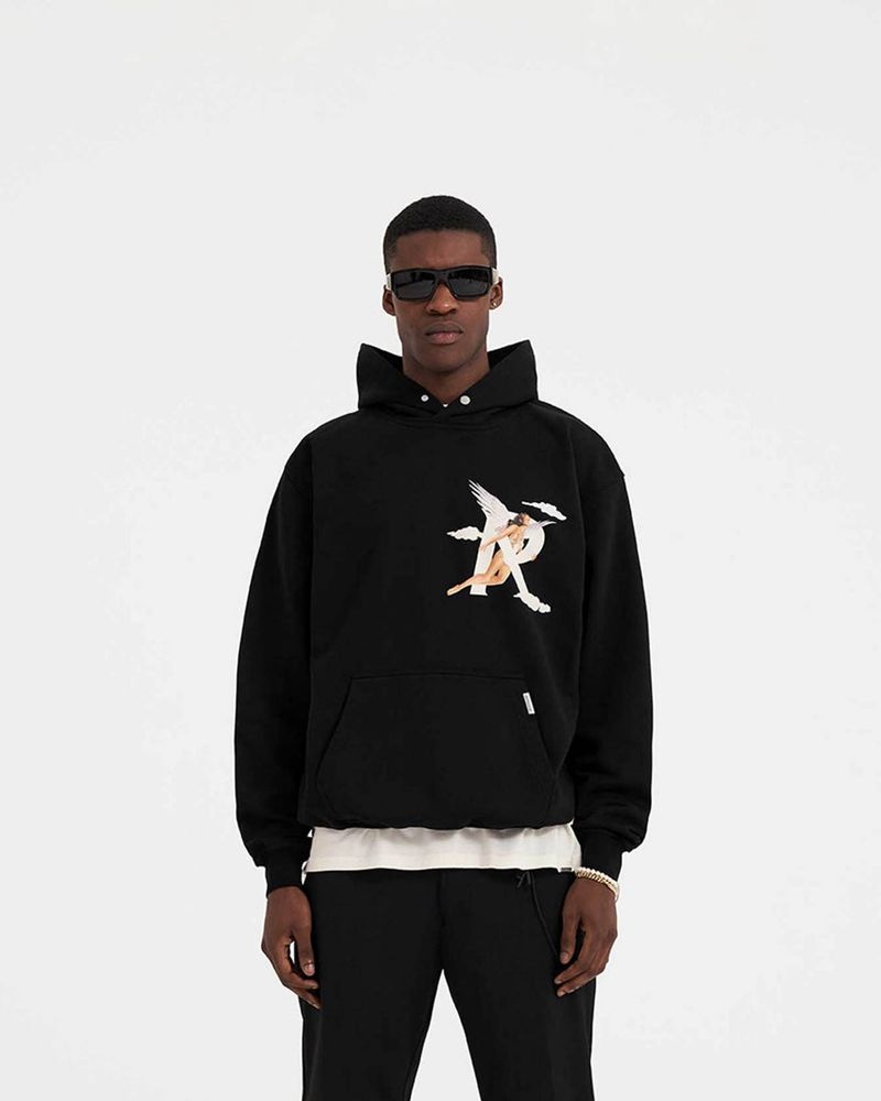 Men's Represent Storms In Heaven Hoodie Black | UK-JBYHO4219