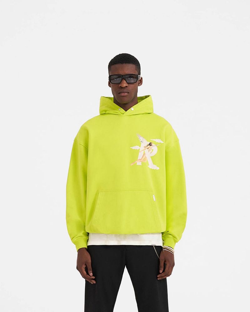 Men's Represent Storms In Heaven Hoodie Light Green | UK-ENGZV7869