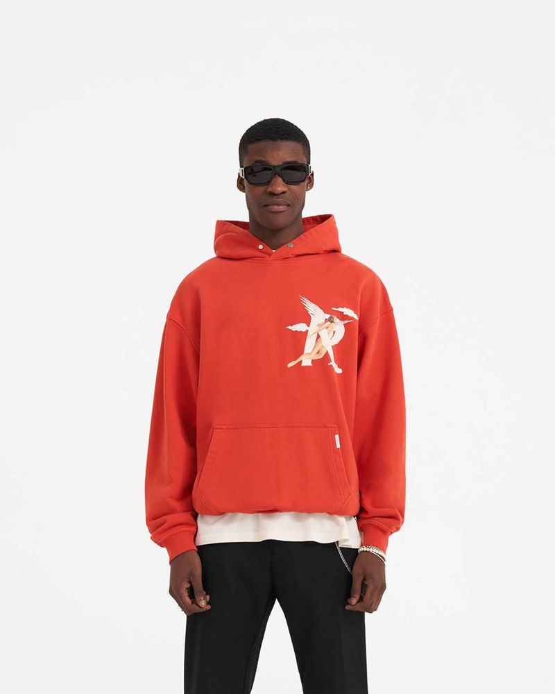 Men's Represent Storms In Heaven Hoodie Red | UK-DAUNT0762