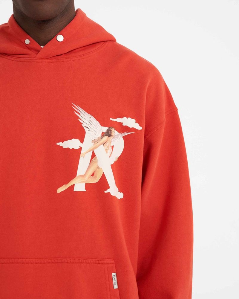 Men's Represent Storms In Heaven Hoodie Red | UK-DAUNT0762