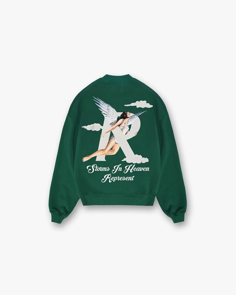 Men's Represent Storms In Heaven Sweater Green | UK-QPGKS8129