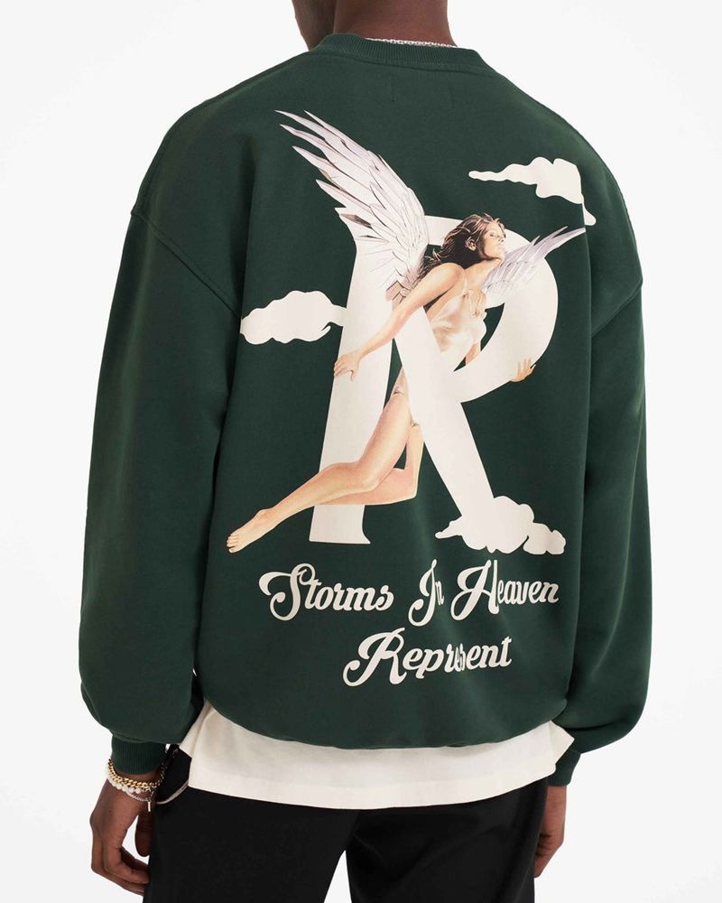 Men's Represent Storms In Heaven Sweater Green | UK-QPGKS8129