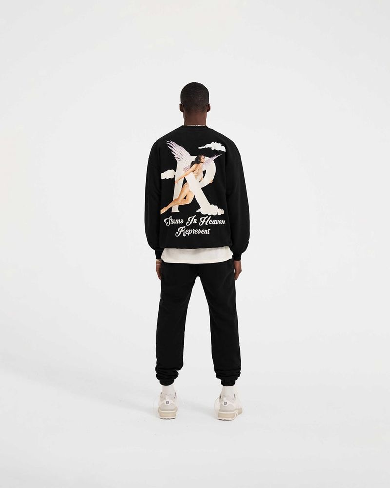 Men's Represent Storms In Heaven Sweatpants Black | UK-SQUDK3254