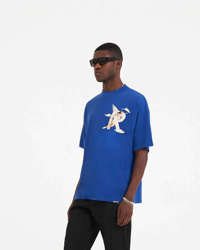 Men's Represent Storms In Heaven T-Shirt Blue | UK-CNPKL6730