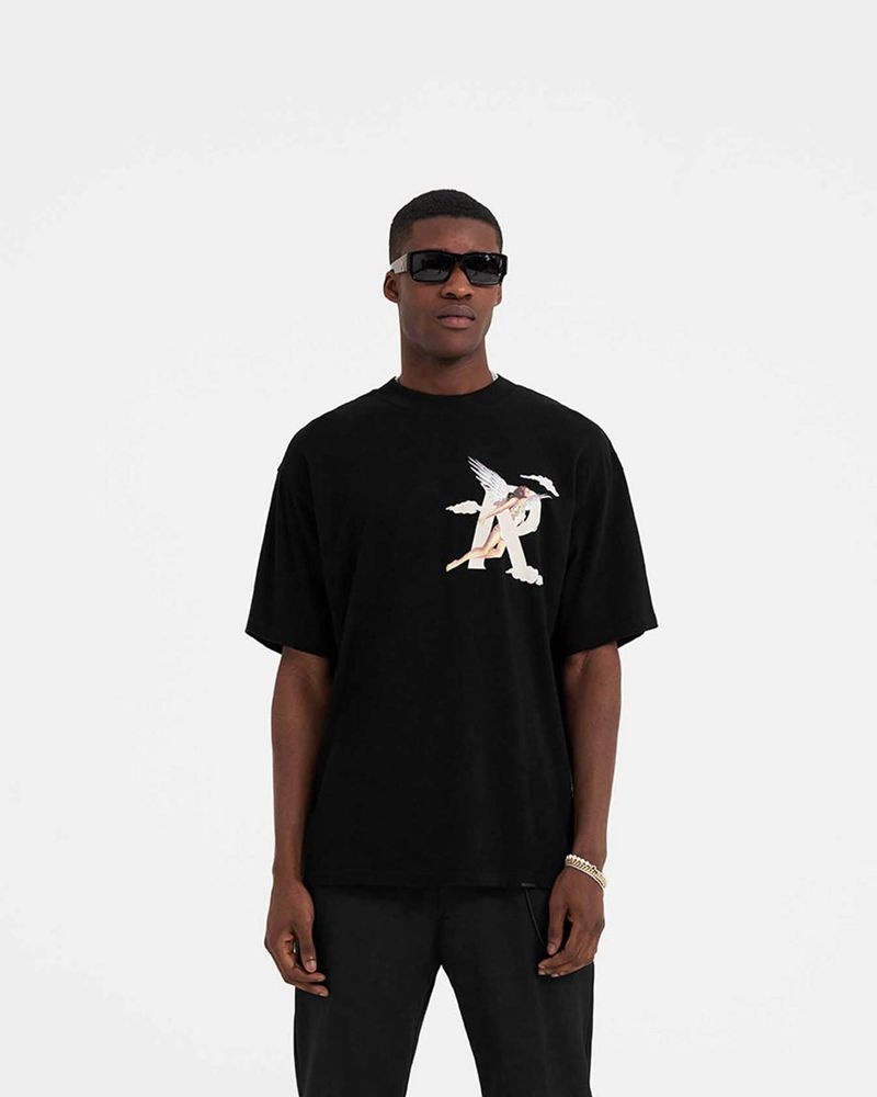 Men's Represent Storms In Heaven T-Shirt Black | UK-VQAXN3079