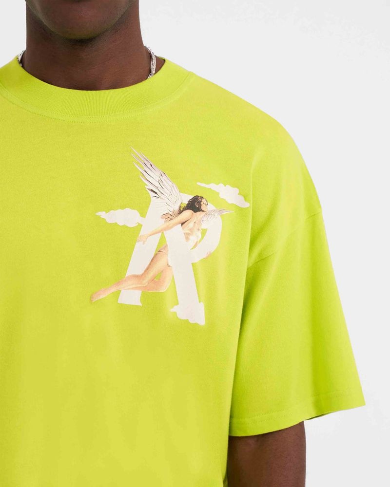 Men's Represent Storms In Heaven T-Shirt Light Green | UK-RXZFP7025