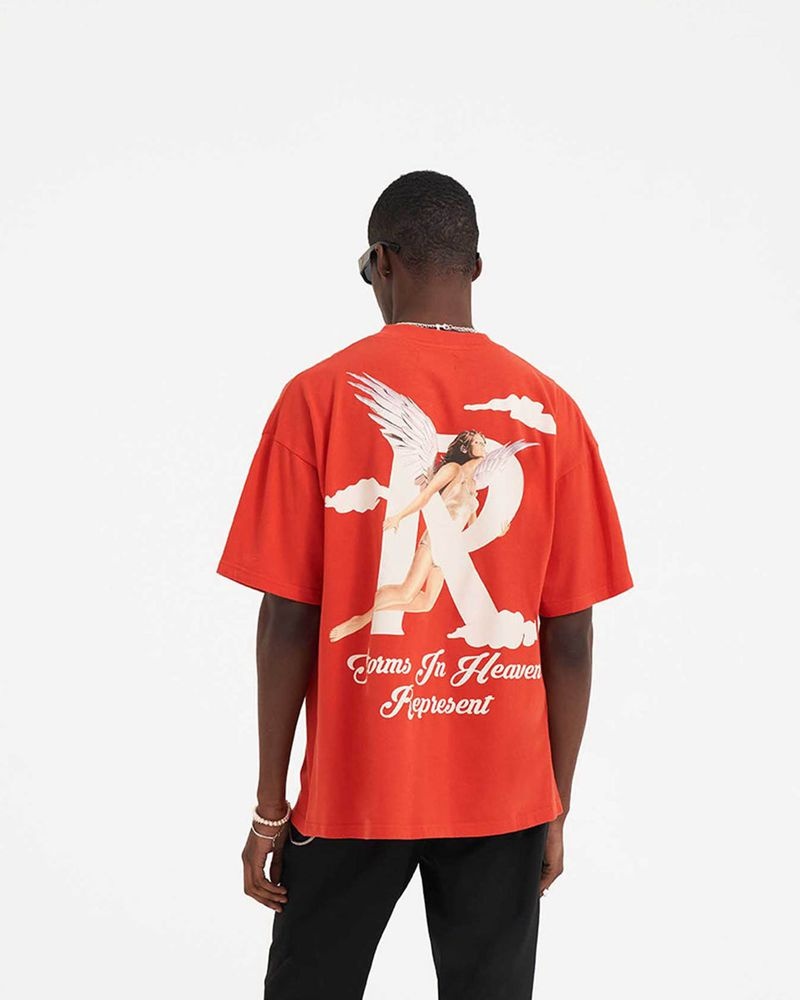 Men's Represent Storms In Heaven T-Shirt Red | UK-BVHWS0912