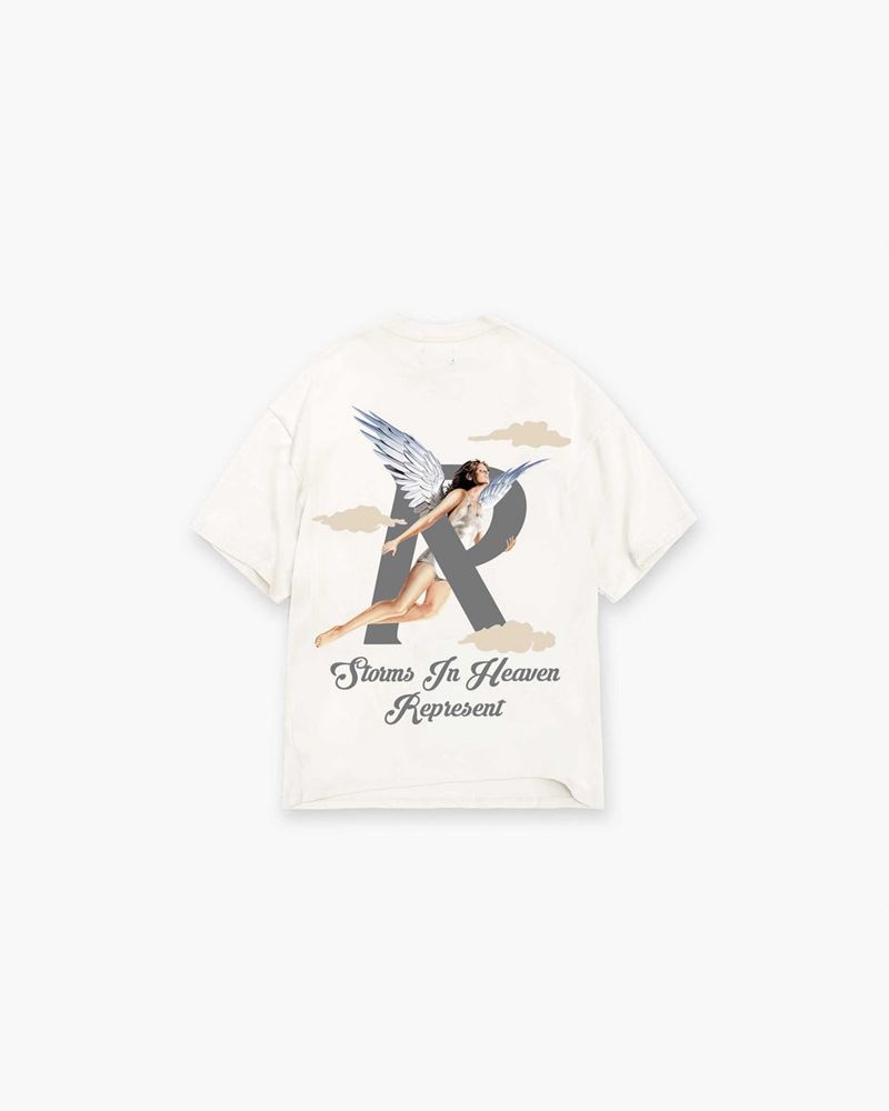 Men's Represent Storms In Heaven T-Shirt White | UK-PAQLJ7289