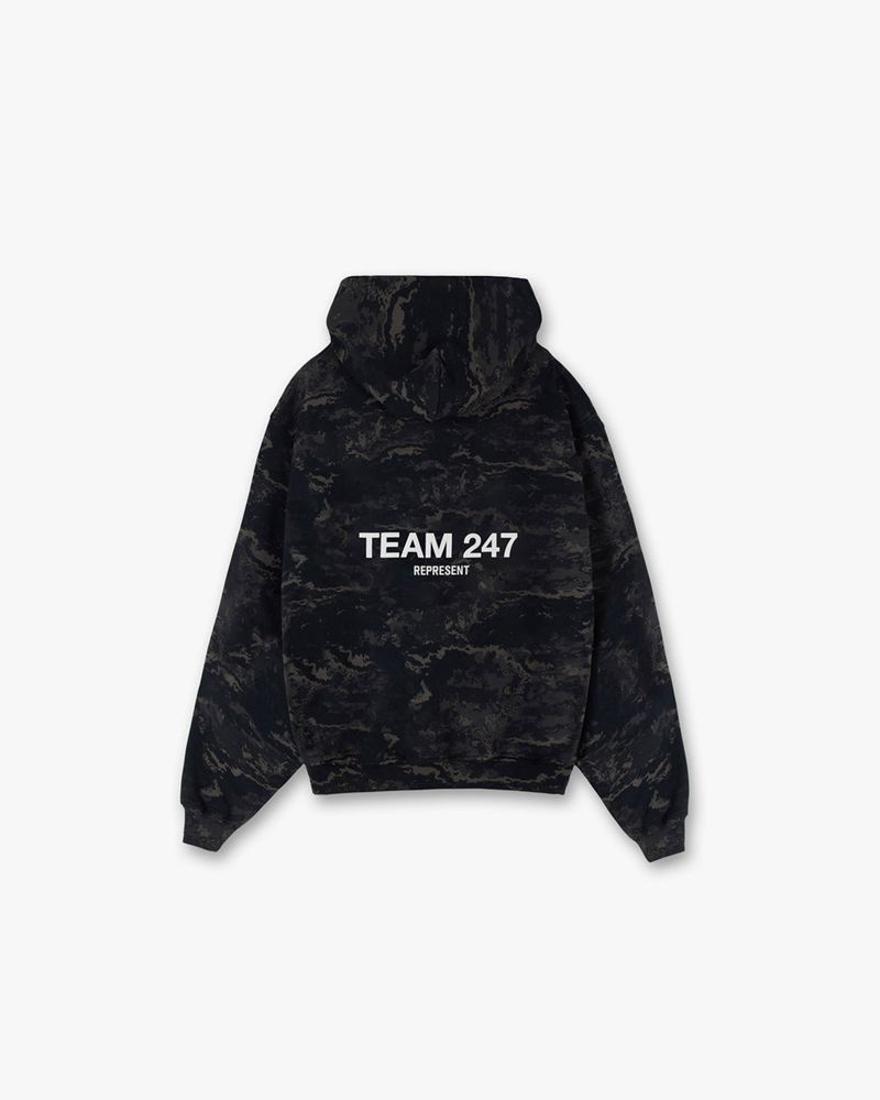 Men's Represent Team 247 Hoodie Black Camo | UK-JZTDR5671