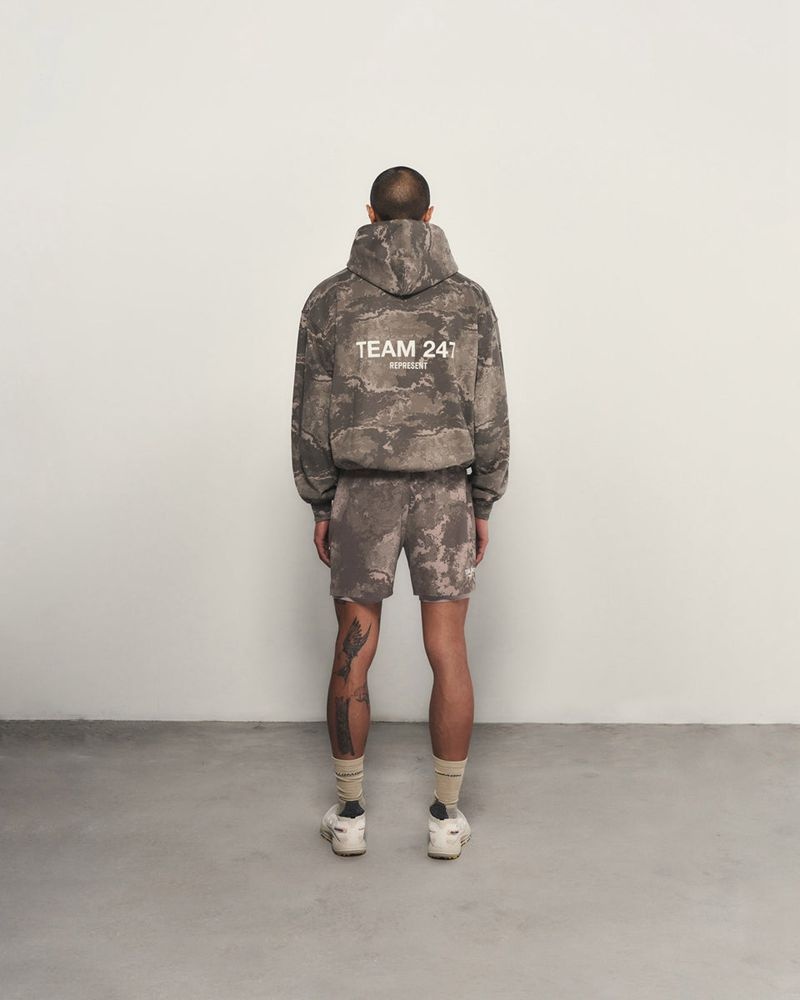 Men's Represent Team 247 Hoodie Taupe Camo | UK-YABVC3097