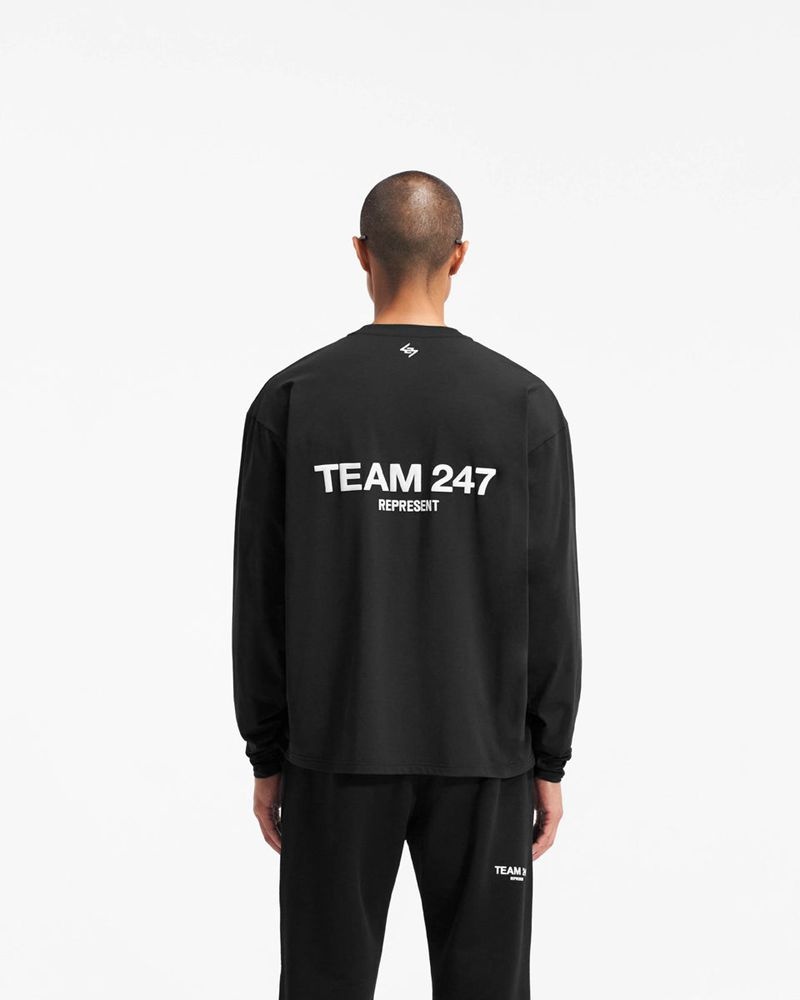 Men's Represent Team 247 Long Sleeve T-Shirt Black | UK-ZBQML3652