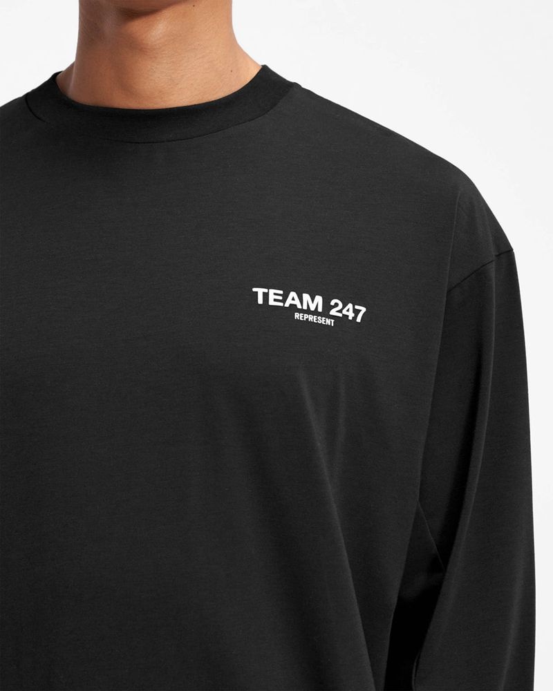 Men's Represent Team 247 Long Sleeve T-Shirt Black | UK-ZBQML3652