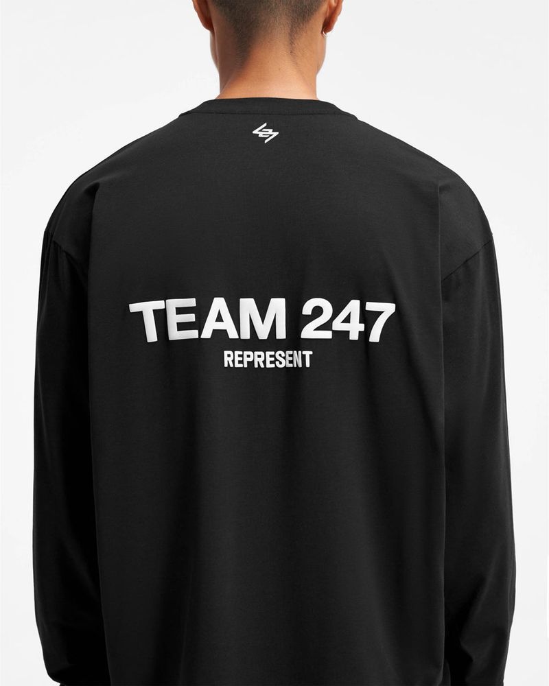 Men's Represent Team 247 Long Sleeve T-Shirt Black | UK-ZBQML3652