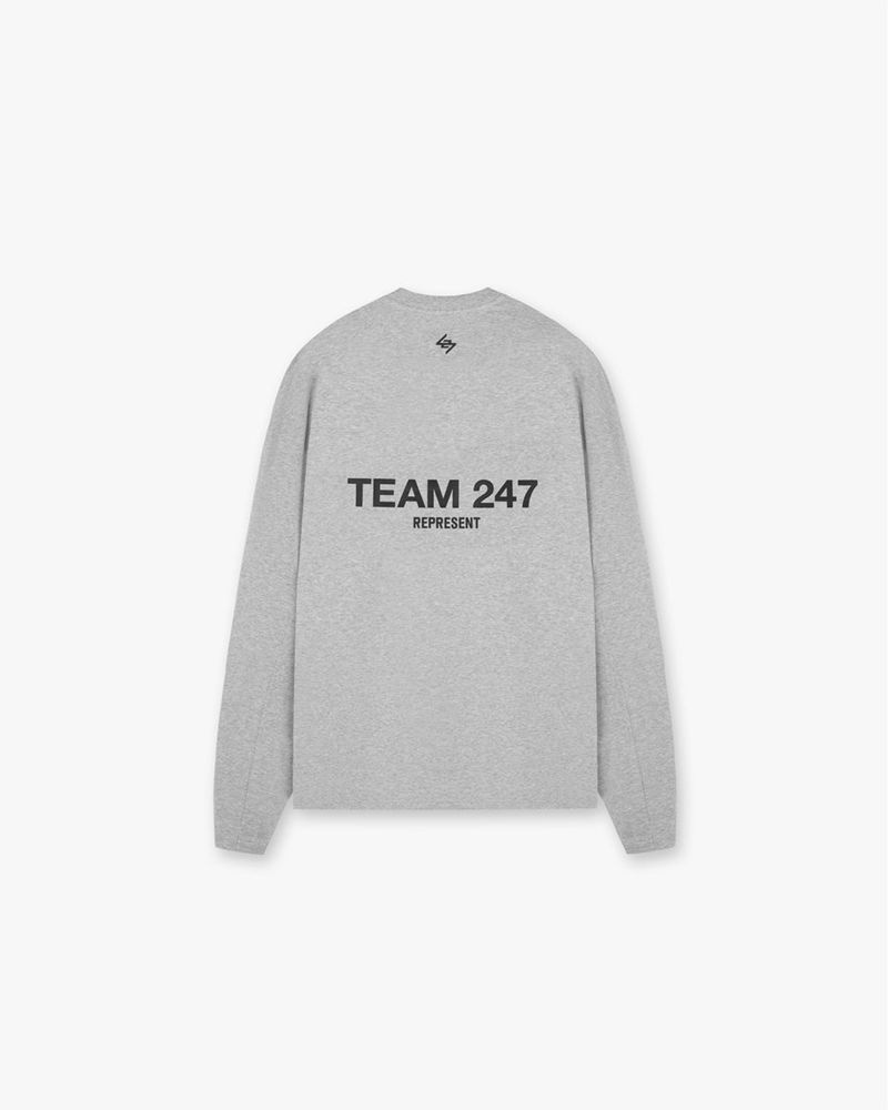 Men's Represent Team 247 Long Sleeve T-Shirt Grey | UK-IWROC0963