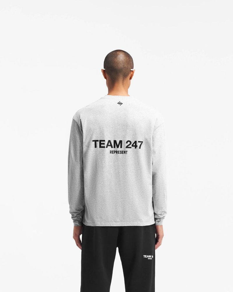 Men's Represent Team 247 Long Sleeve T-Shirt Grey | UK-IWROC0963