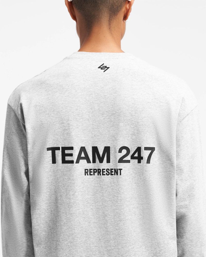 Men's Represent Team 247 Long Sleeve T-Shirt Grey | UK-IWROC0963