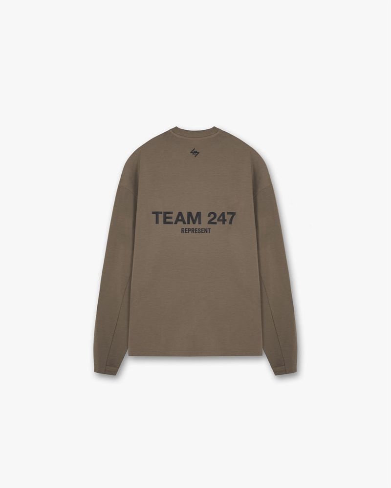 Men's Represent Team 247 Long Sleeve T-Shirt Taupe | UK-OIHFB4798