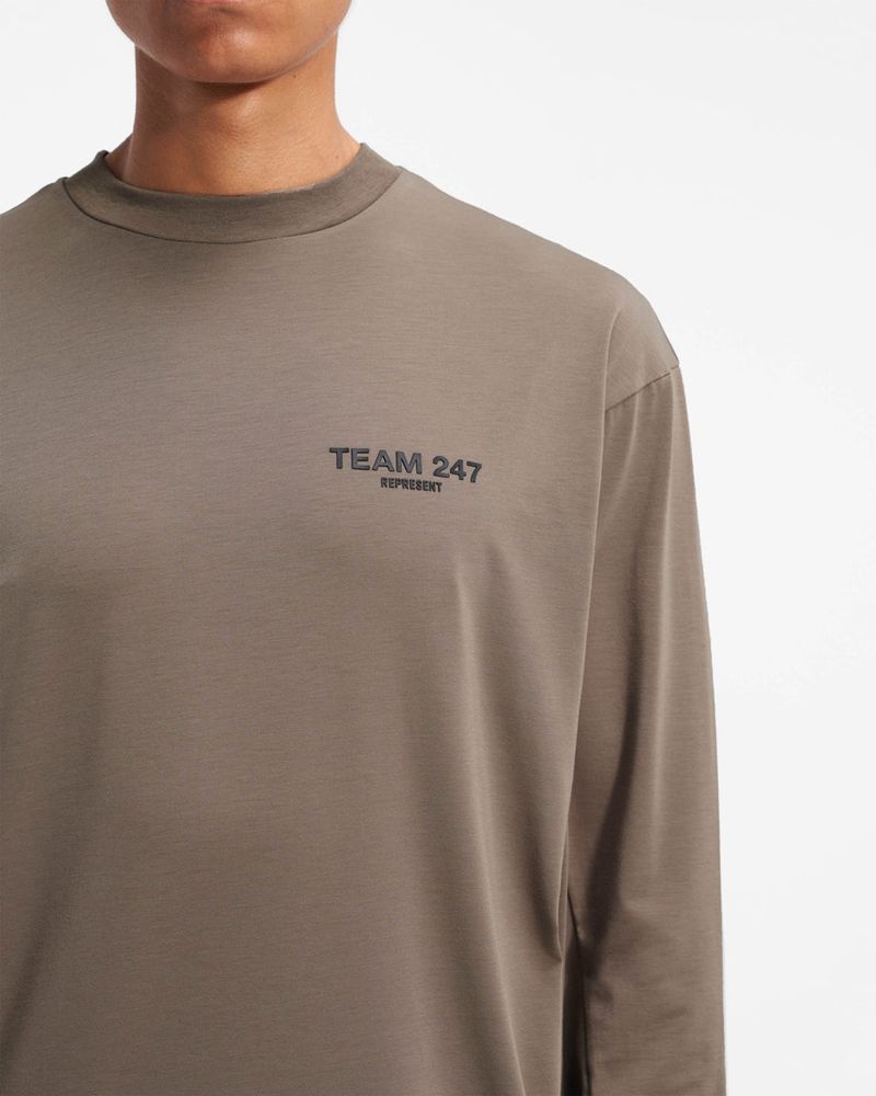 Men's Represent Team 247 Long Sleeve T-Shirt Taupe | UK-OIHFB4798