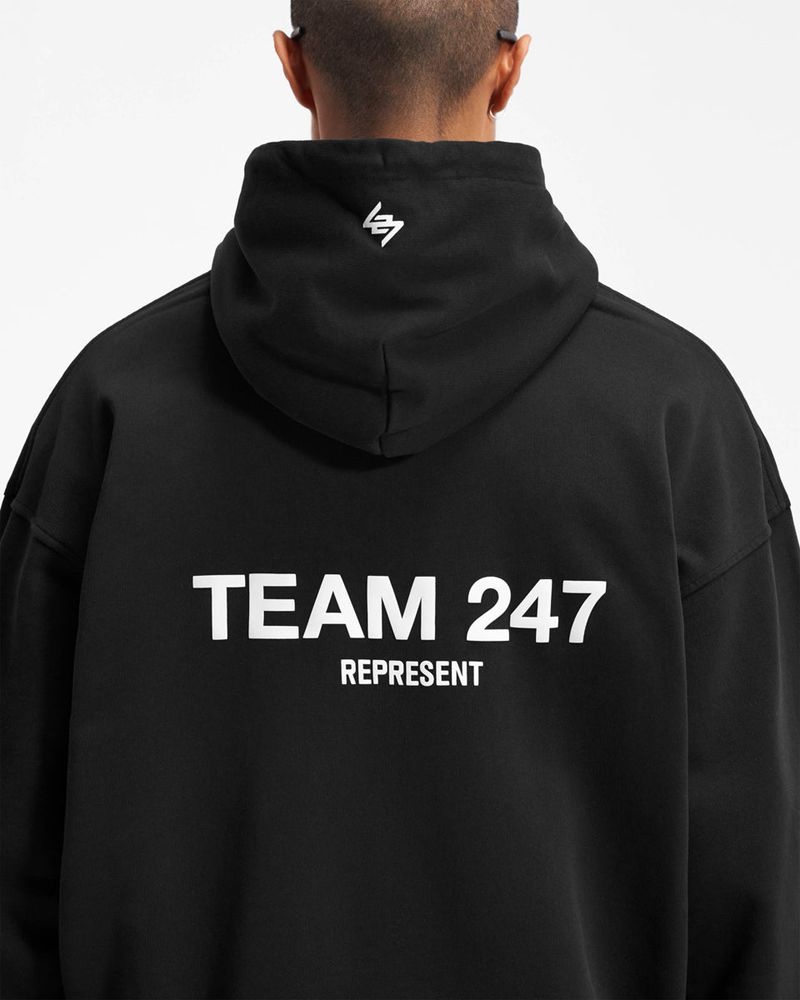 Men's Represent Team 247 Oversized Hoodie Black | UK-DGKOE0642