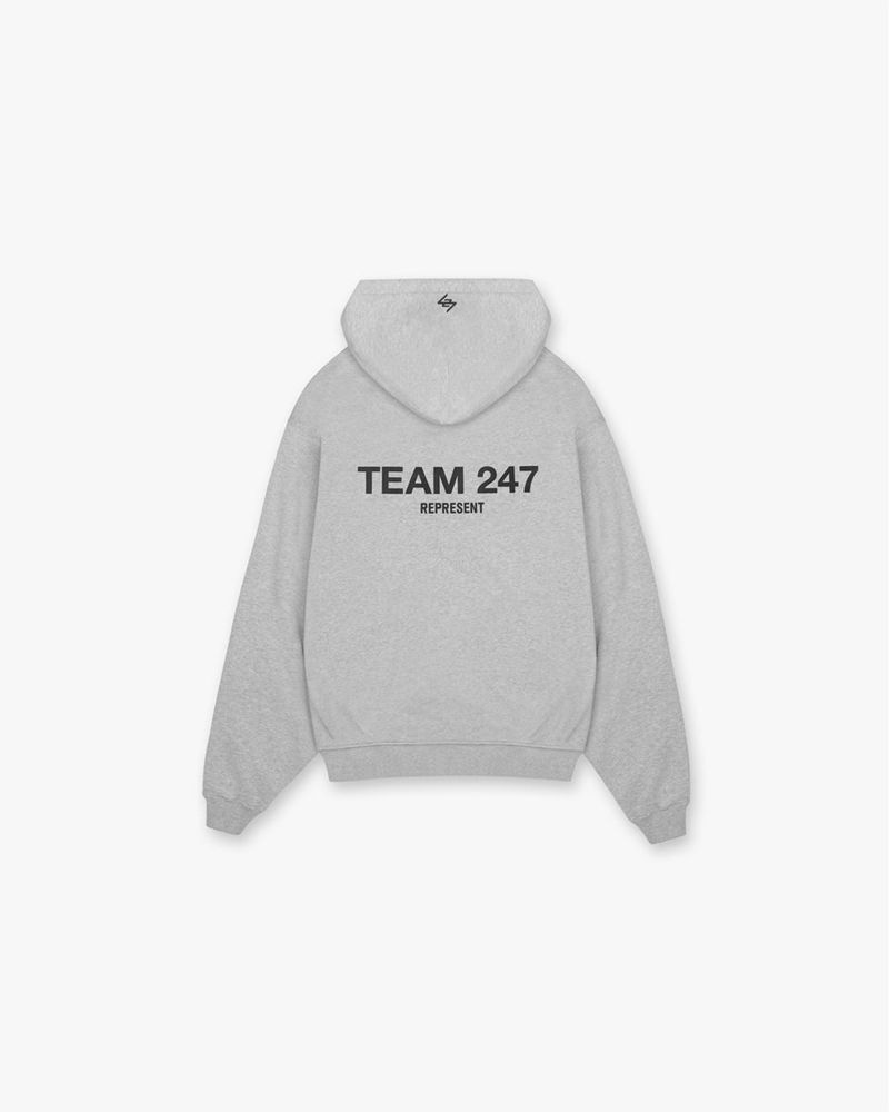 Men's Represent Team 247 Oversized Hoodie Grey | UK-ELMDB1402