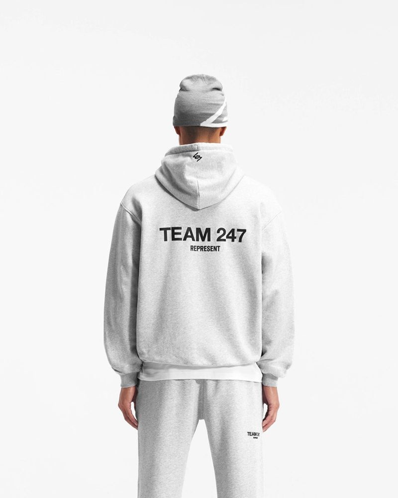 Men's Represent Team 247 Oversized Hoodie Grey | UK-ELMDB1402