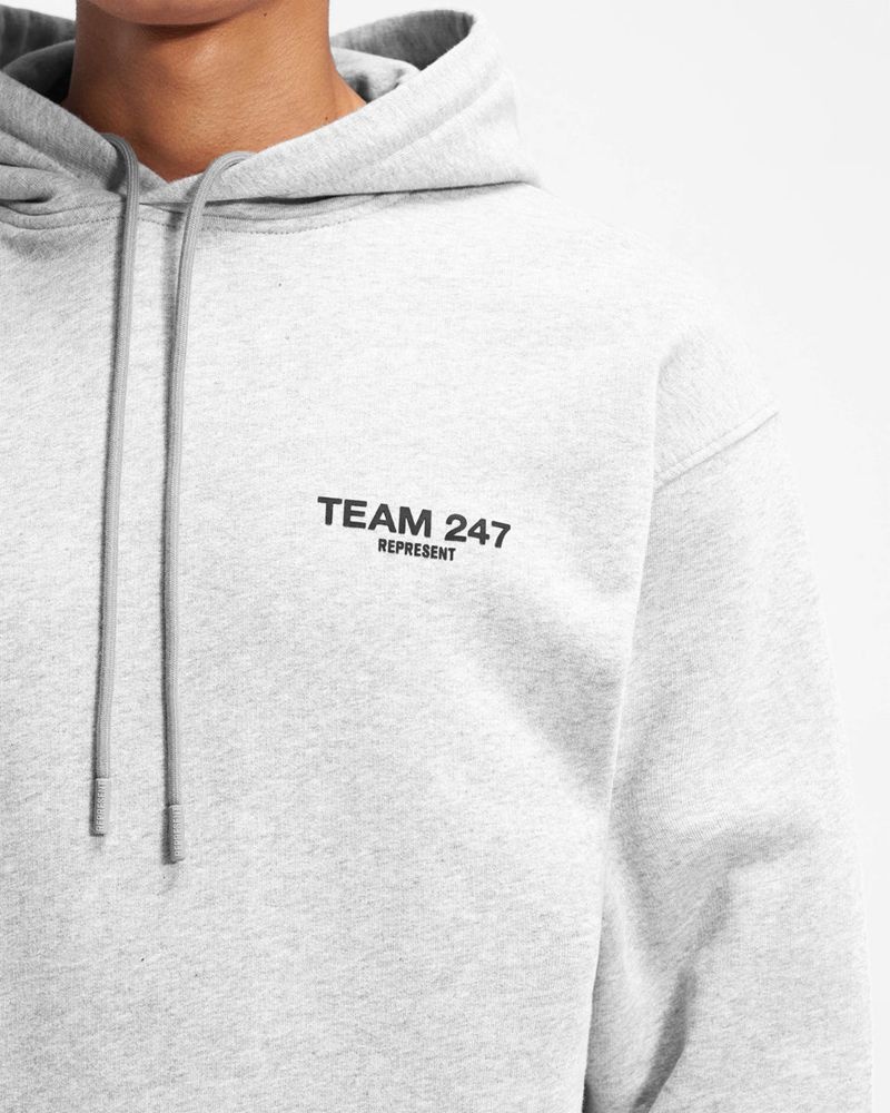 Men's Represent Team 247 Oversized Hoodie Grey | UK-ELMDB1402