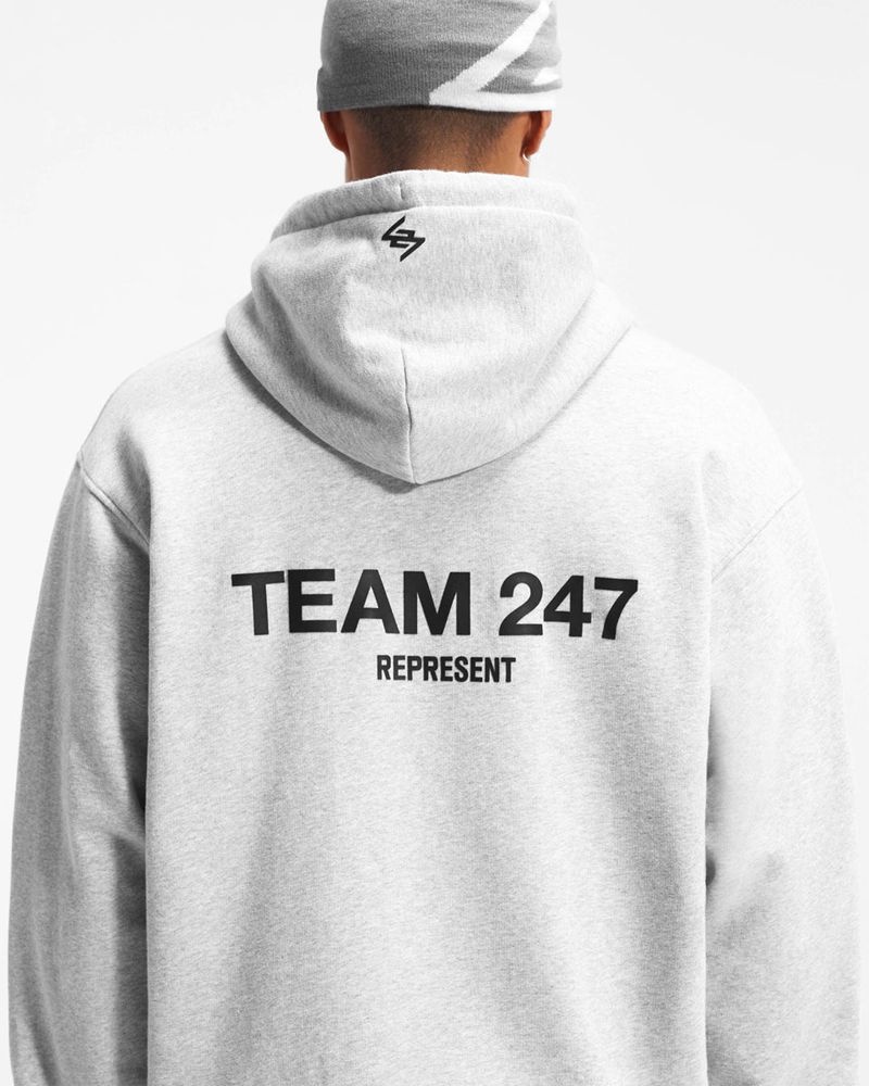 Men's Represent Team 247 Oversized Hoodie Grey | UK-ELMDB1402