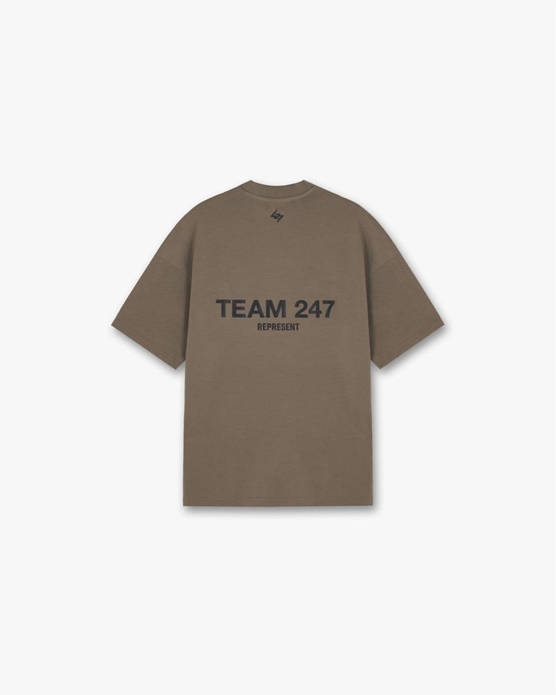 Men's Represent Team 247 Oversized T-Shirt Taupe | UK-ELNOI3910