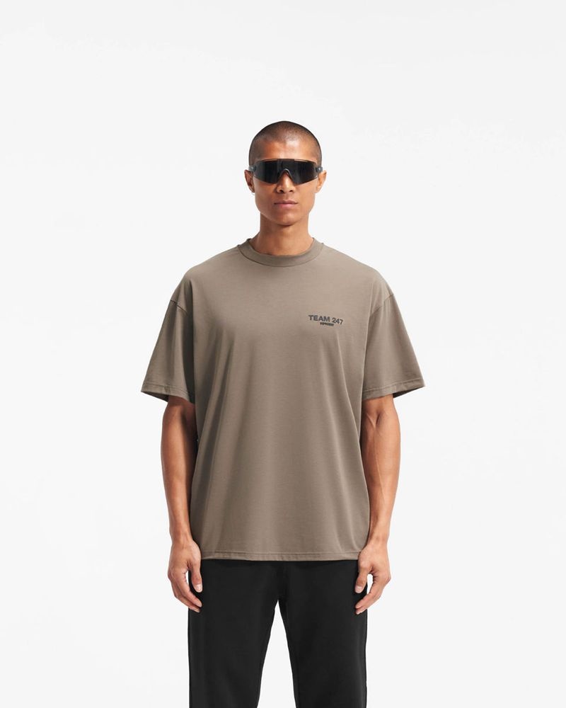 Men's Represent Team 247 Oversized T-Shirt Taupe | UK-ELNOI3910