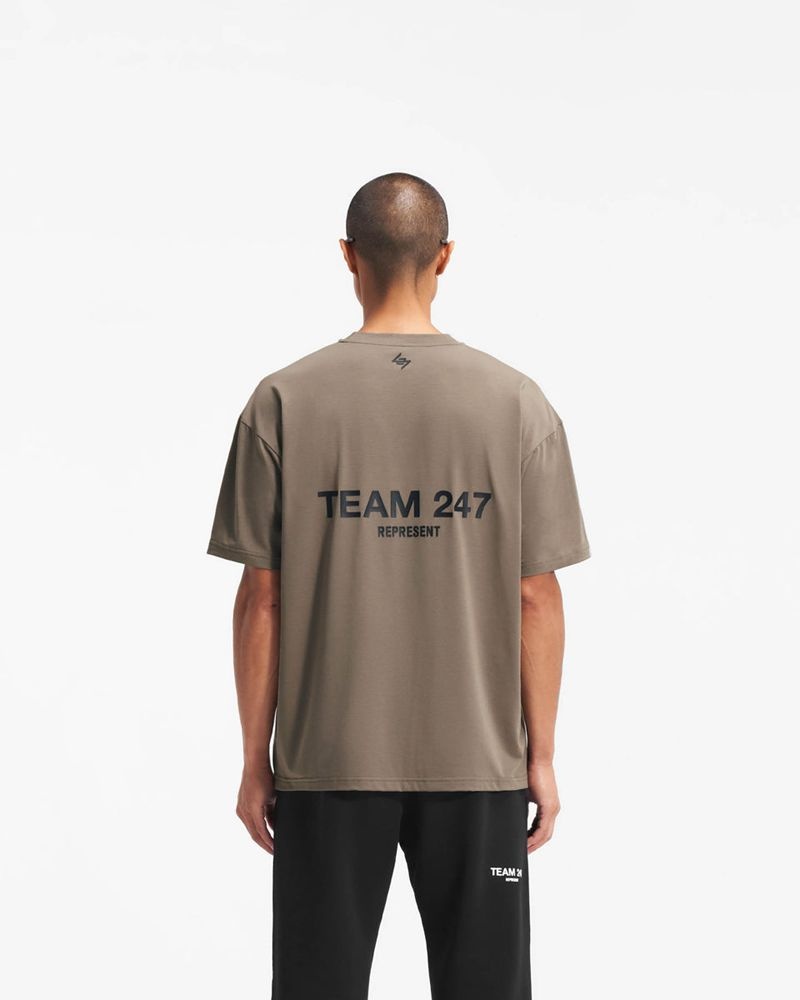 Men's Represent Team 247 Oversized T-Shirt Taupe | UK-ELNOI3910